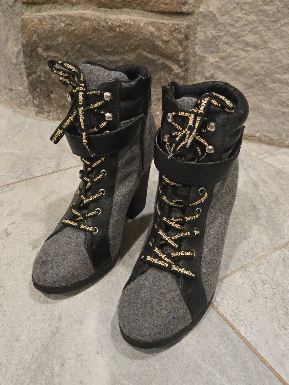 Juicy Couture Jessi Lace Up Heeled Ankle Boots